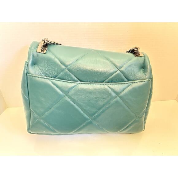 Persaman New York Quilted Teal Green Leather Satchel Bag Purse - Picture 6 of 9
